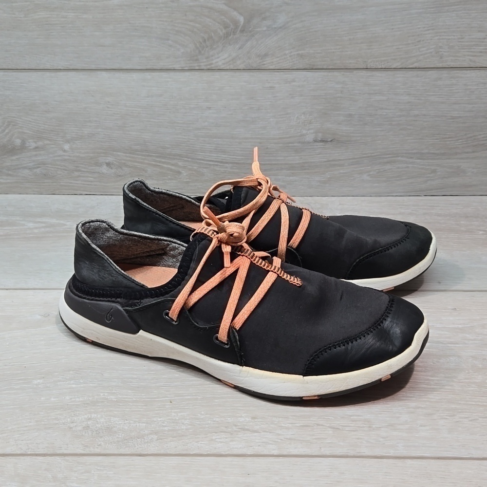 Olukai Women Mikili Leather Textile Sneakers slip on shoes sz 7.5